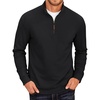 COOFANDY Men’s Fleece Quarter Zip Pullover Long Sleeve Mock Neck Sweatshirt(Solid Black)
