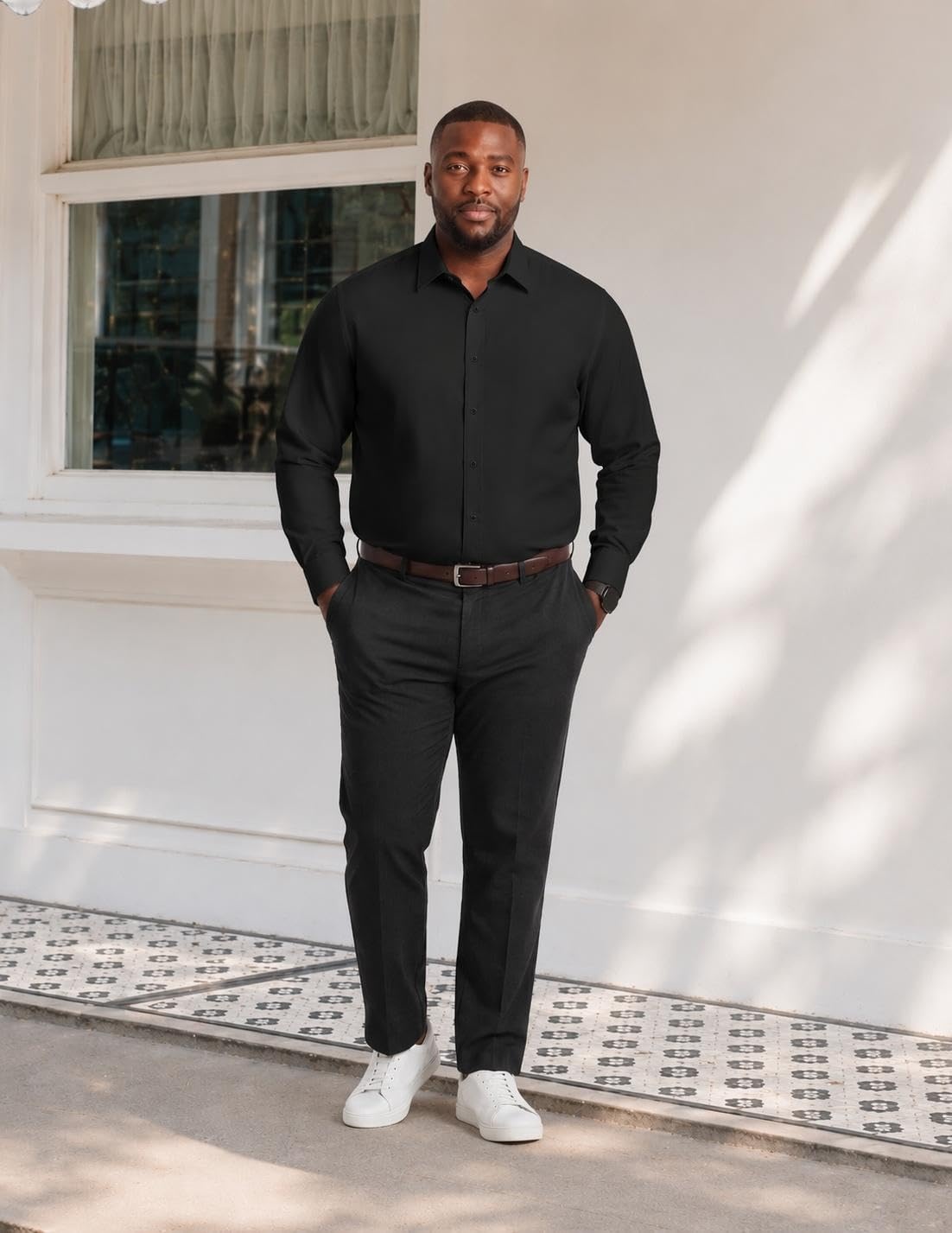 image:imageCOOFANDY Big and Tall Mens Dress Shirt Wrinkle Free Button Down Shirt Long Sleeve Shirts Stretch Collared Shirts Lightweight For WorkOfficeBusinessMeetingsWedding XL Big6XL Big TallBlack