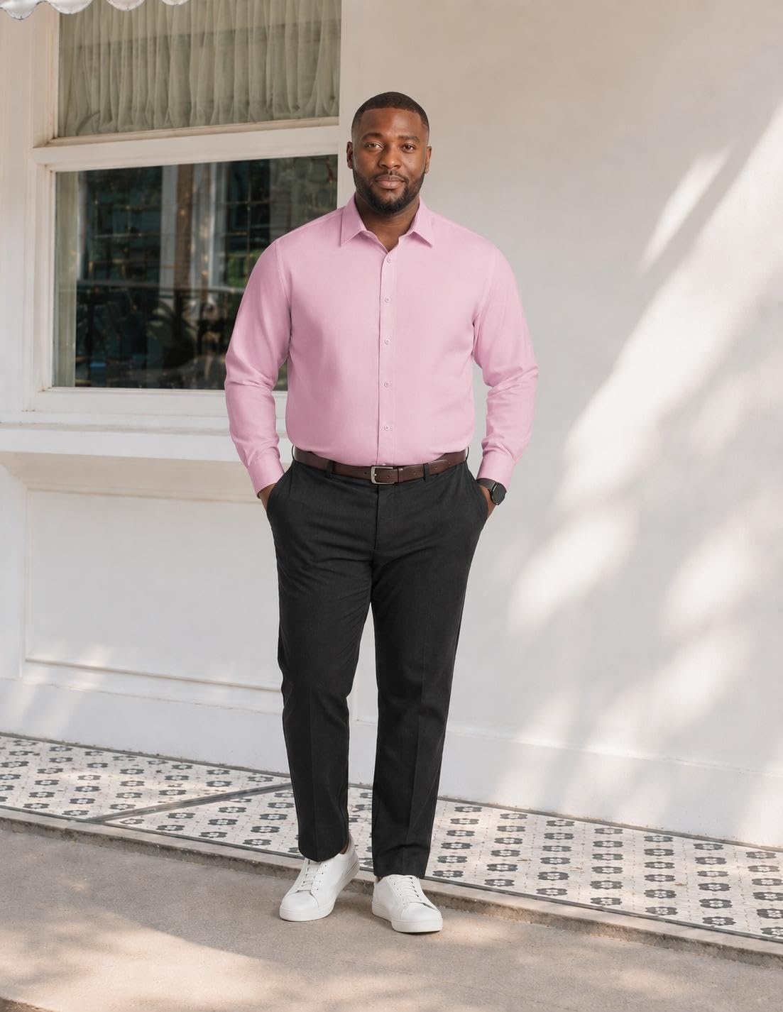 image:imageCOOFANDY Big and Tall Mens Dress Shirt Wrinkle Free Button Down Shirt Long Sleeve Shirts Stretch Collared Shirts Lightweight For WorkOfficeBusinessMeetingsWedding XL Big6XL Big TallPink
