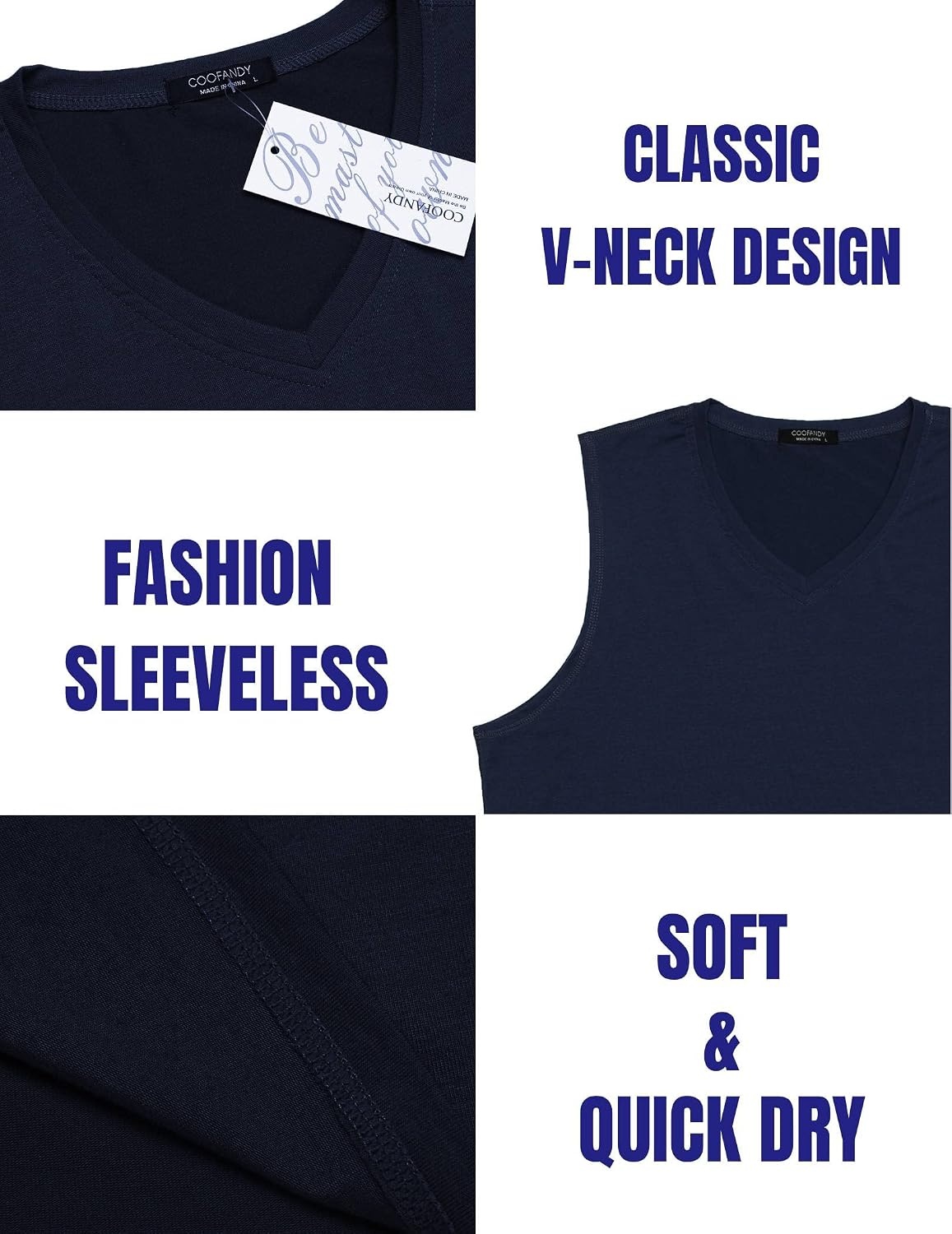 image:imageCOOFANDY Mens 3 Pack Workout Tank Tops Gym V Neck Sleeveless Tee Shirts Bodybuilding Athletic Muscle Shirts amp Tees Moisture Wicking Lightweight Cut Off T Shirt Multicolor Pack For Summer Casual02light GreyNavy BlueBlack