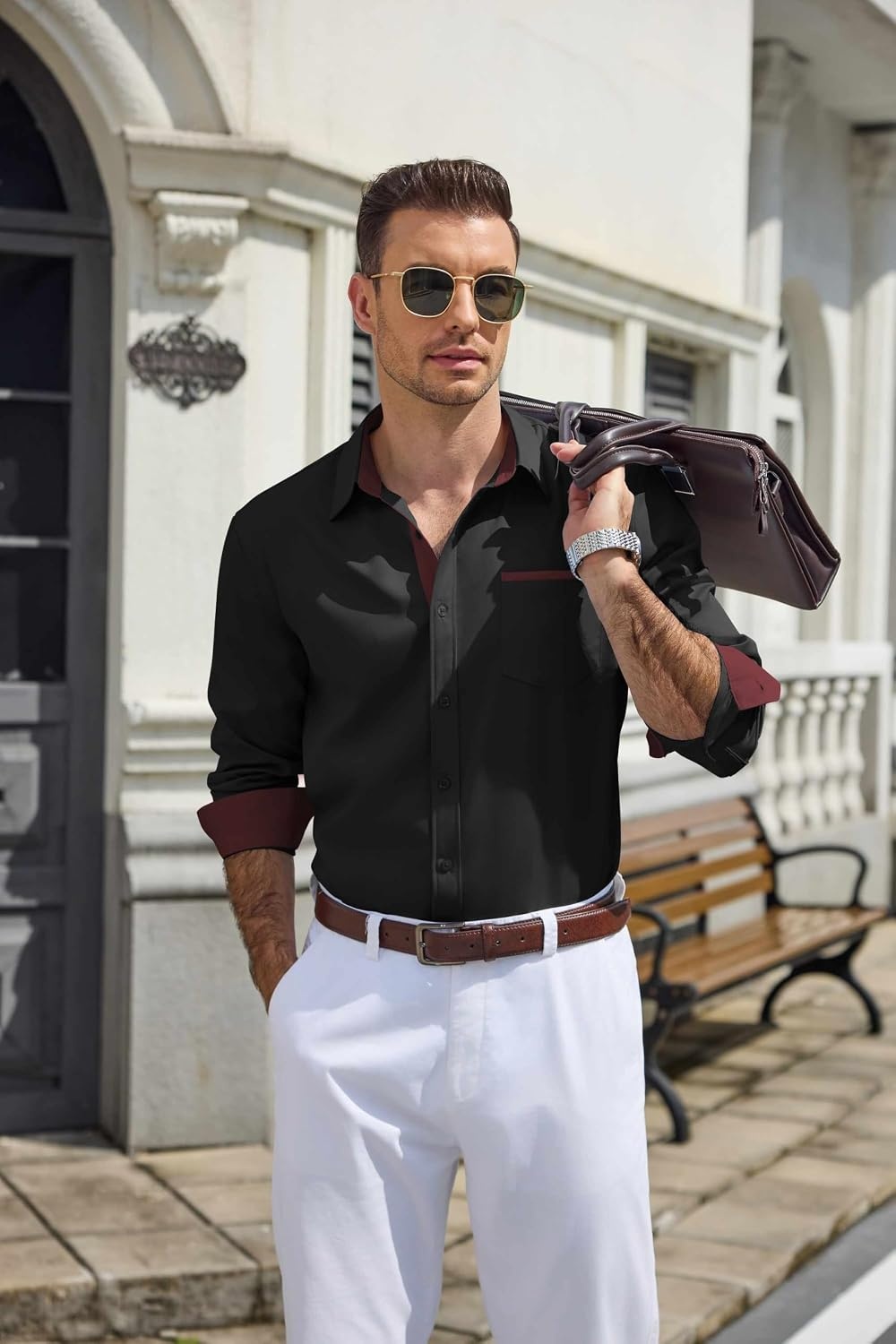 image:imageCOOFANDY Mens Button Down Shirts Wrinkle Free Dress Shirts for Men CasualBlack