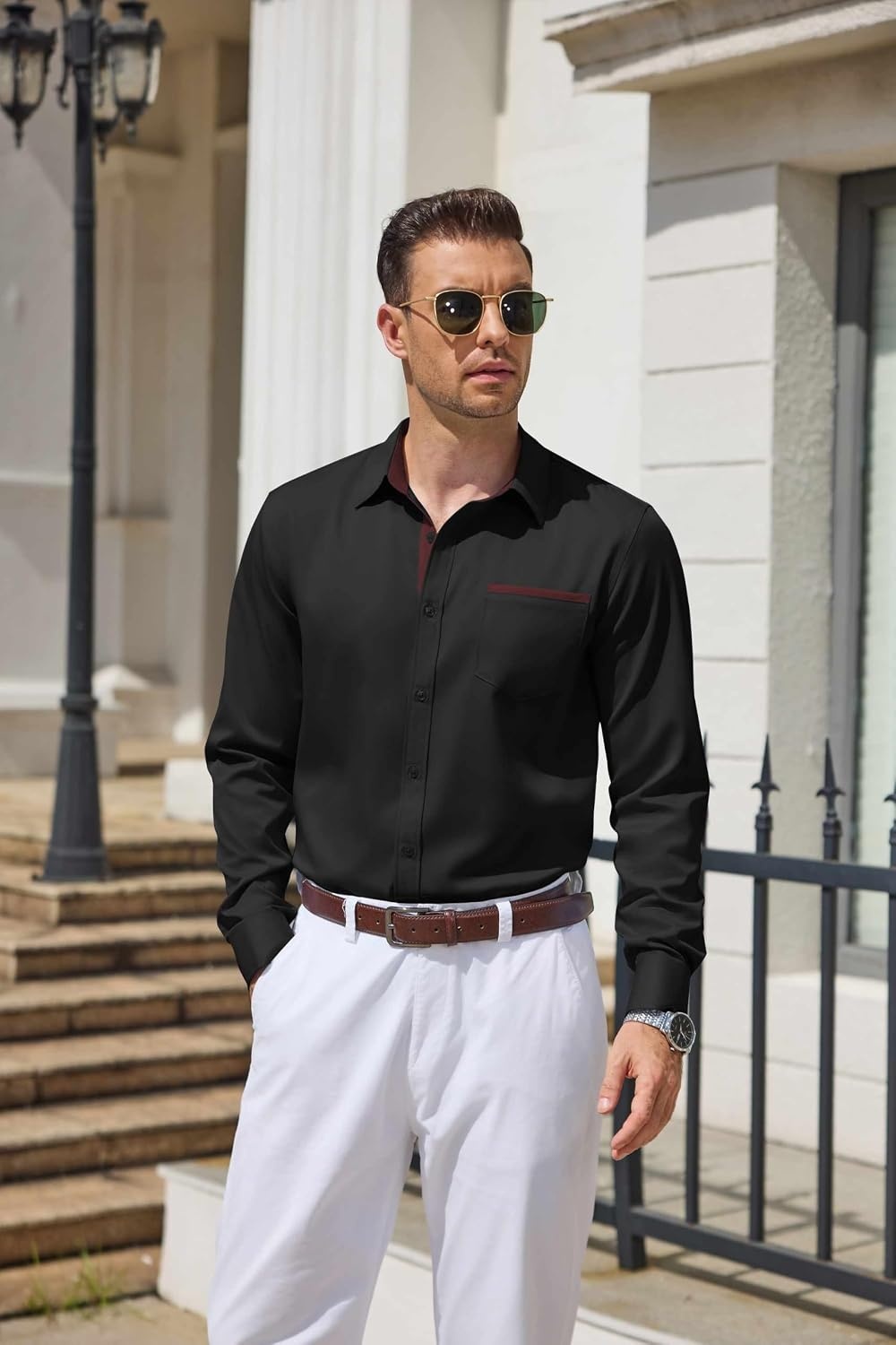 image:imageCOOFANDY Mens Button Down Shirts Wrinkle Free Dress Shirts for Men CasualBlack