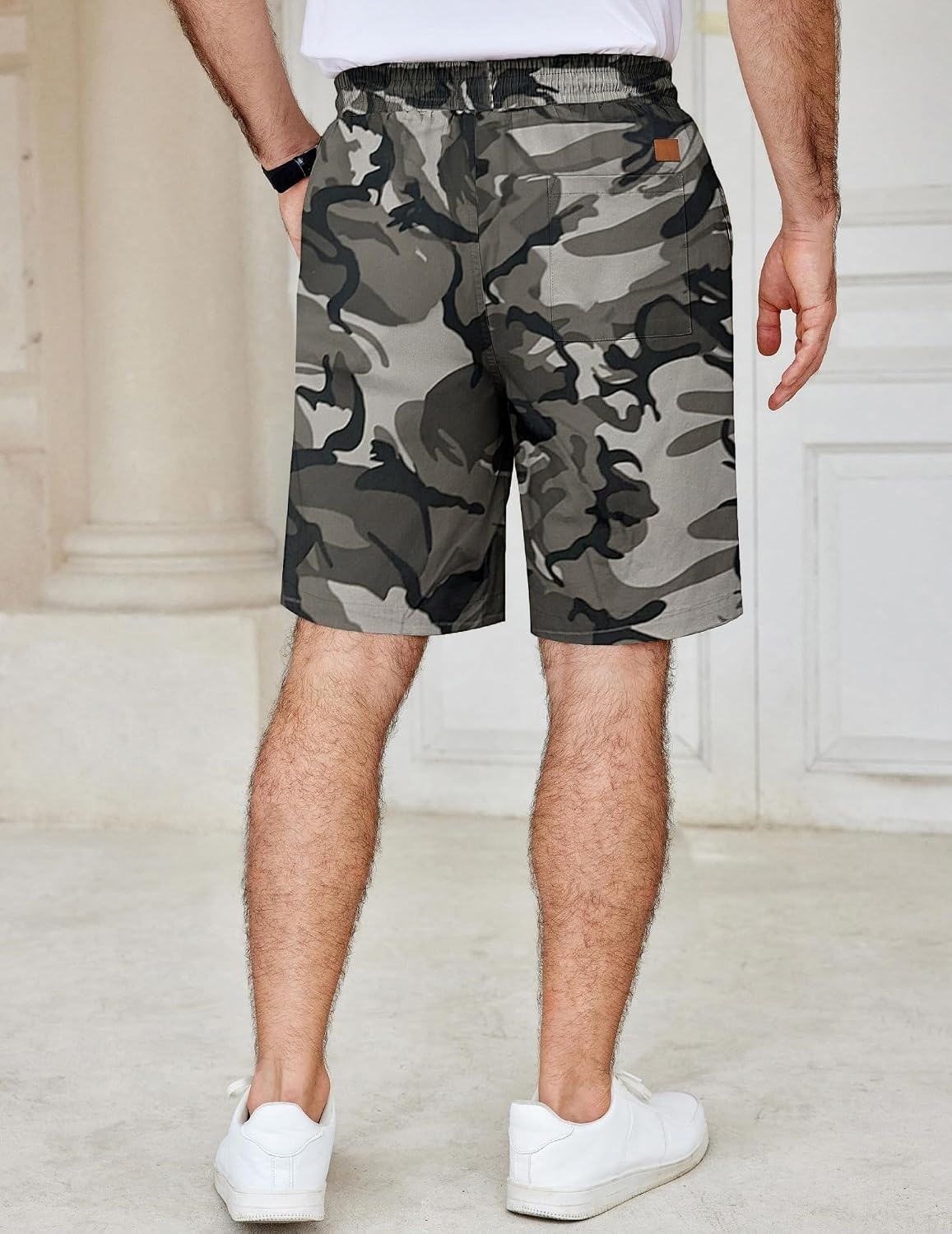 image:imageCOOFANDY Mens Casual Shorts Cotton Elastic Waist Drawstring Summer Shorts Stretch Waist Lightweight Soft Breathable Classic fit Vacation Beach ShortsCamouflage 1