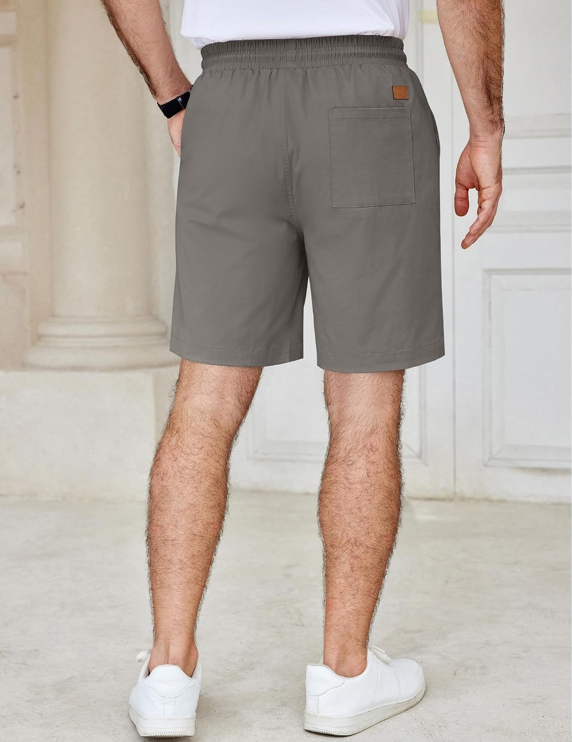 image:imageCOOFANDY Mens Casual Shorts Cotton Elastic Waist Drawstring Summer Shorts Stretch Waist Lightweight Soft Breathable Classic fit Vacation Beach ShortsDark Grey