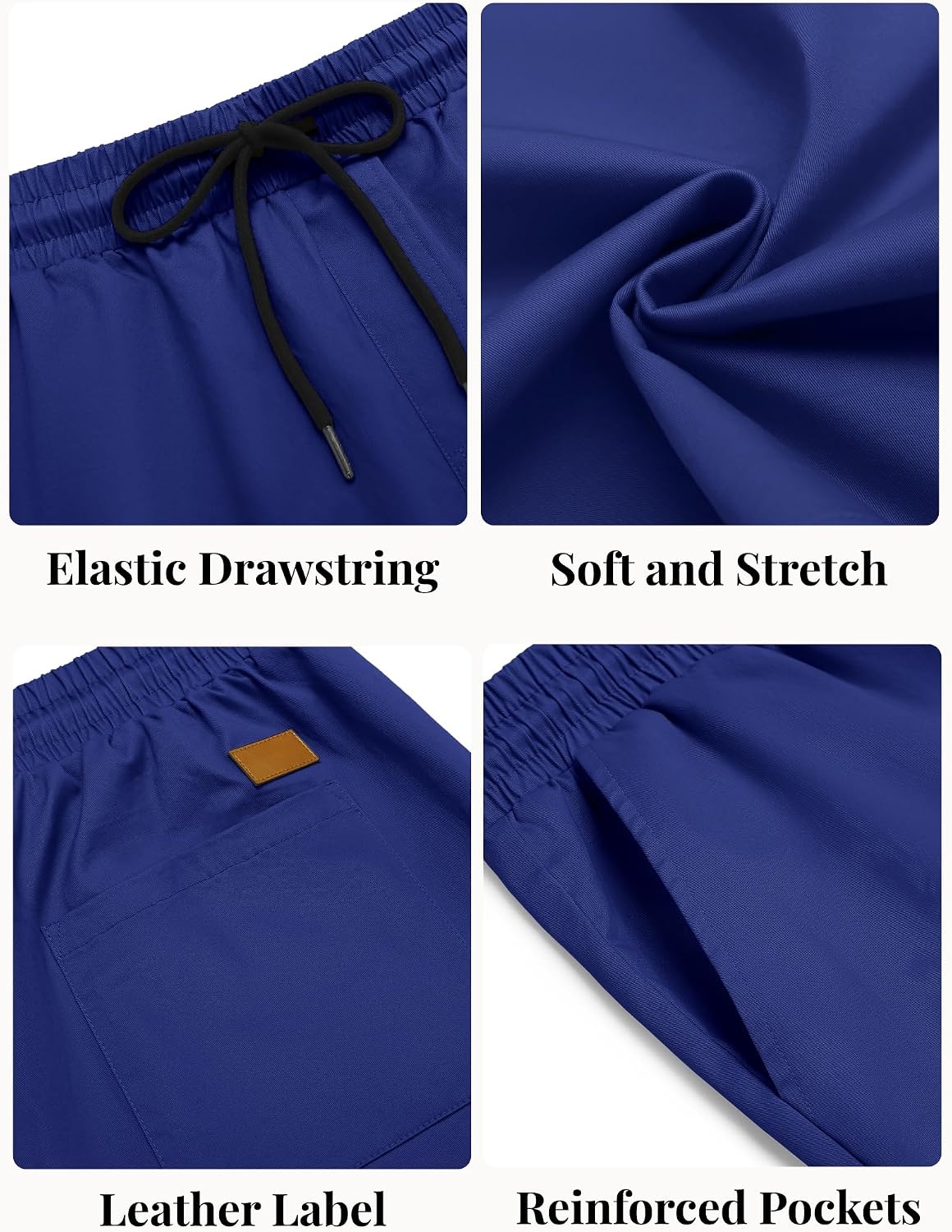 image:imageCOOFANDY Mens Casual Shorts Cotton Elastic Waist Drawstring Summer Shorts Stretch Waist Lightweight Soft Breathable Classic fit Vacation Beach ShortsDeep Blue