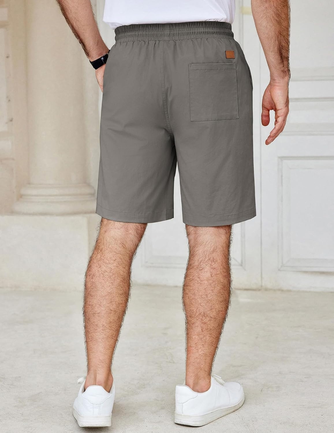 image:imageCOOFANDY Mens Casual Shorts Cotton Elastic Waist Drawstring Summer Shorts Stretch Waist Lightweight Soft Breathable Classic fit Vacation Beach ShortsDark Grey