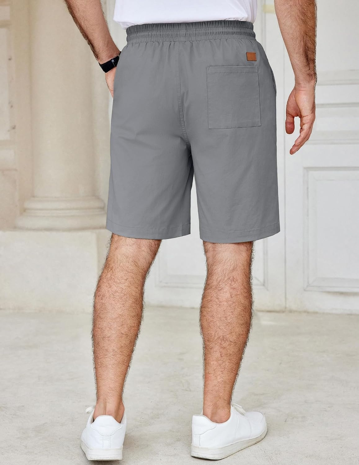 image:imageCOOFANDY Mens Casual Shorts Cotton Elastic Waist Drawstring Summer Shorts Stretch Waist Lightweight Soft Breathable Classic fit Vacation Beach ShortsGrey