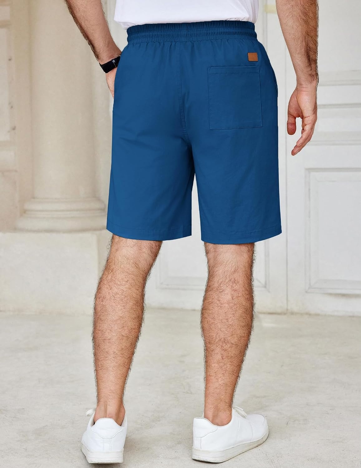 image:imageCOOFANDY Mens Casual Shorts Cotton Elastic Waist Drawstring Summer Shorts Stretch Waist Lightweight Soft Breathable Classic fit Vacation Beach ShortsBlue