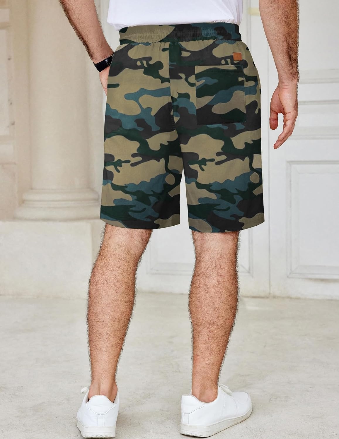 image:imageCOOFANDY Mens Casual Shorts Cotton Elastic Waist Drawstring Summer Shorts Stretch Waist Lightweight Soft Breathable Classic fit Vacation Beach ShortsCamouflage 2