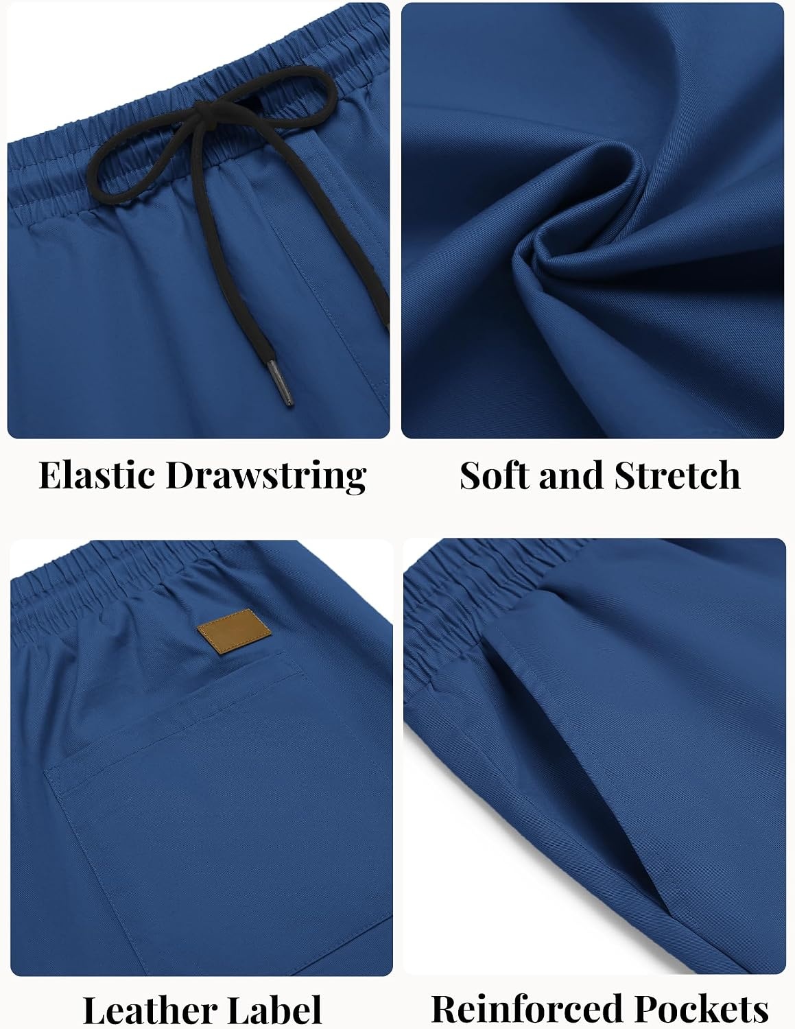 image:imageCOOFANDY Mens Casual Shorts Cotton Elastic Waist Drawstring Summer Shorts Stretch Waist Lightweight Soft Breathable Classic fit Vacation Beach ShortsBlue