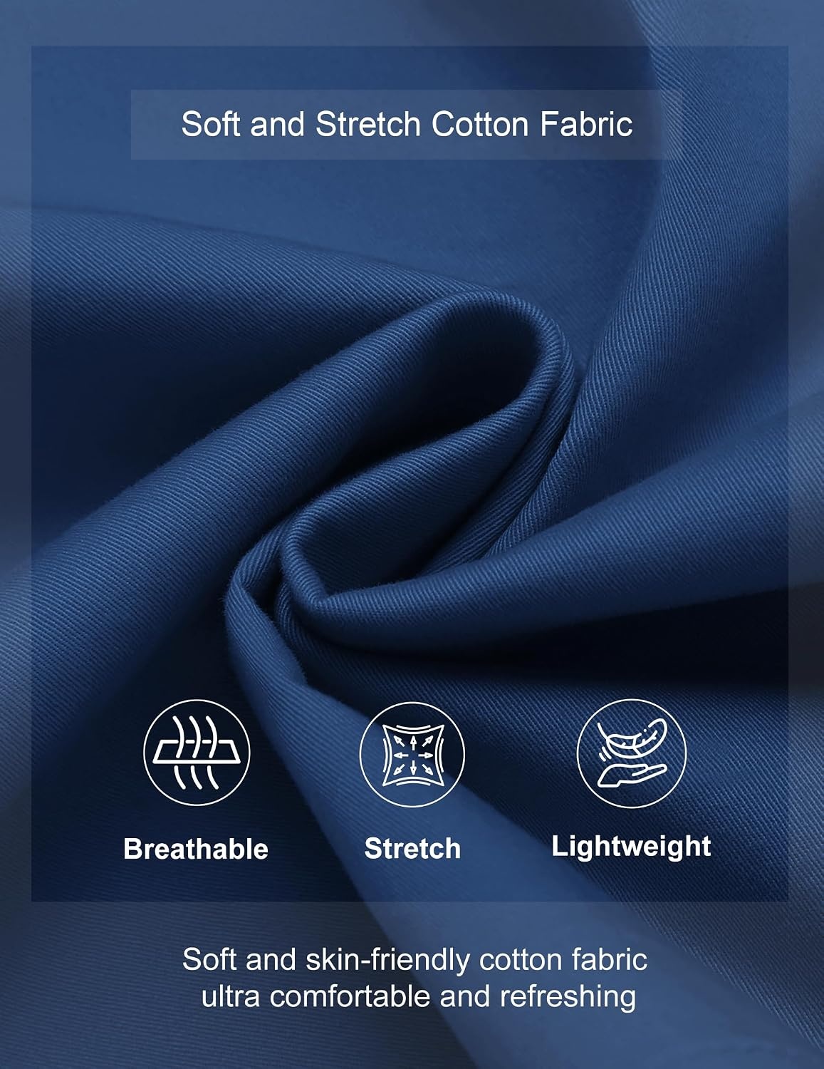 image:imageCOOFANDY Mens Casual Shorts Cotton Elastic Waist Drawstring Summer Shorts Stretch Waist Lightweight Soft Breathable Classic fit Vacation Beach ShortsBlue