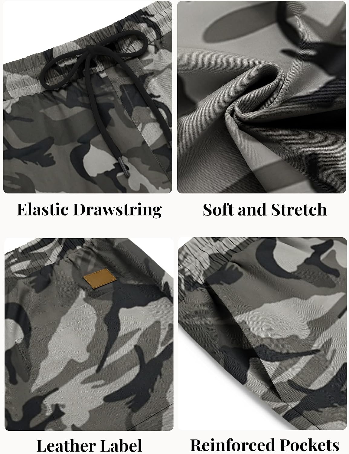 image:imageCOOFANDY Mens Casual Shorts Cotton Elastic Waist Drawstring Summer Shorts Stretch Waist Lightweight Soft Breathable Classic fit Vacation Beach ShortsCamouflage 1