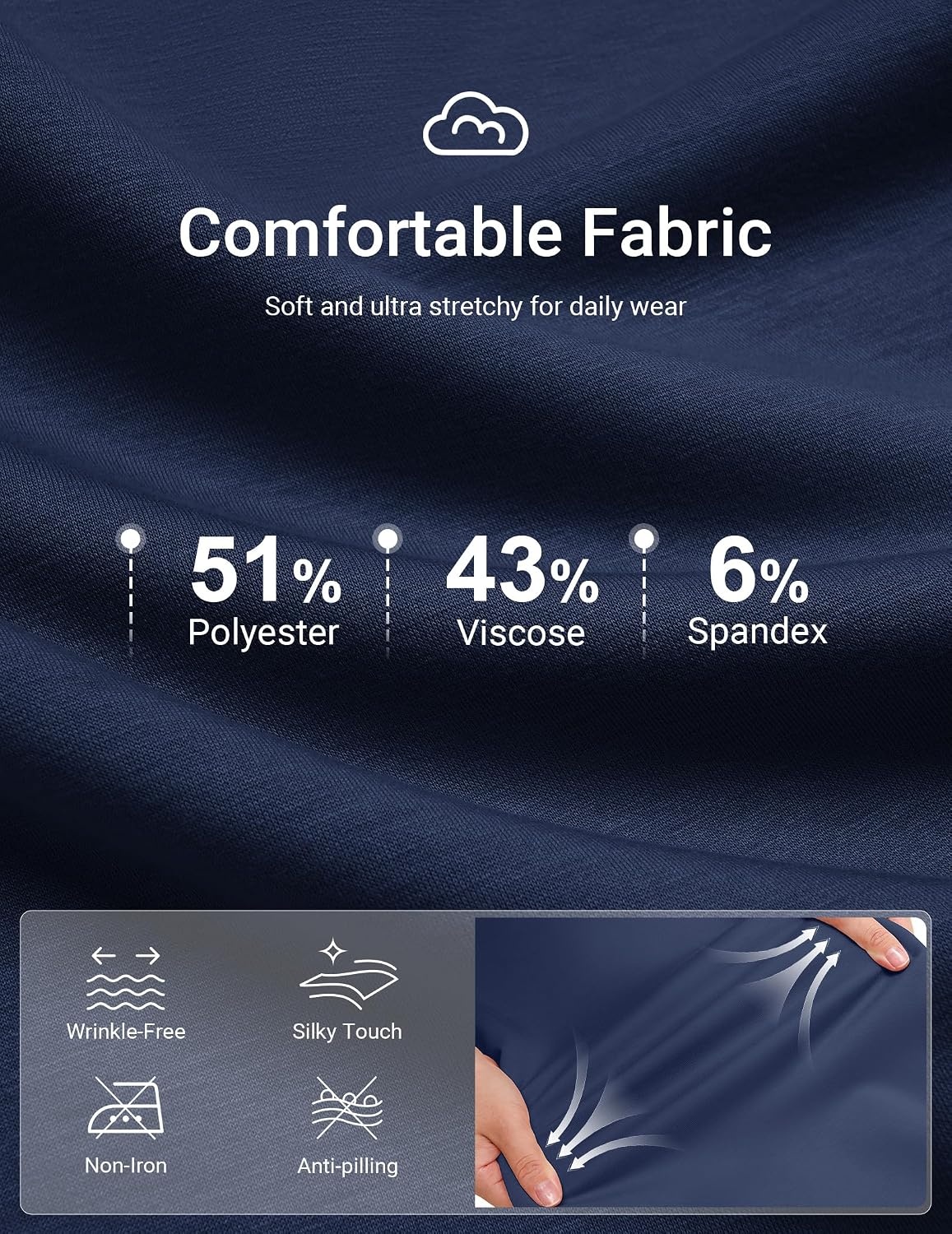 image:imageCOOFANDY Mens Quarter Zip Pullover Mock Neck Sweaters Men Golf Sweatshirt Silky Sheen Soft Fabric Long Sleeve Pullover Stretch Lightweight WrinkleFree Loose Fit Collared Casual Travel GolfNavy Blue