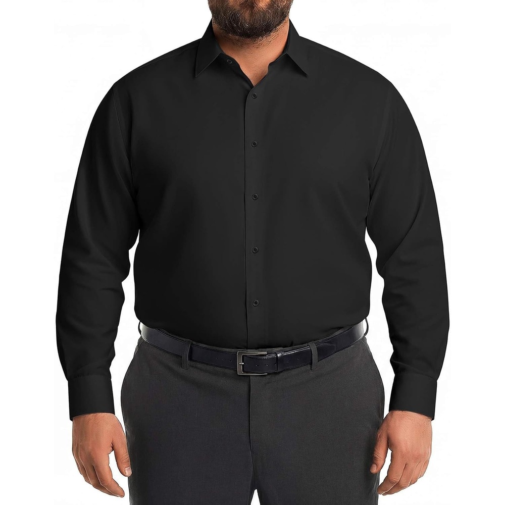 image:imageCOOFANDY Big and Tall Mens Dress Shirt Wrinkle Free Button Down Shirt  Long Sleeve Shirts Stretch Collared Shirts Lightweight For WorkOfficeBusinessMeetingsWedding XL Big6XL Big TallBlack