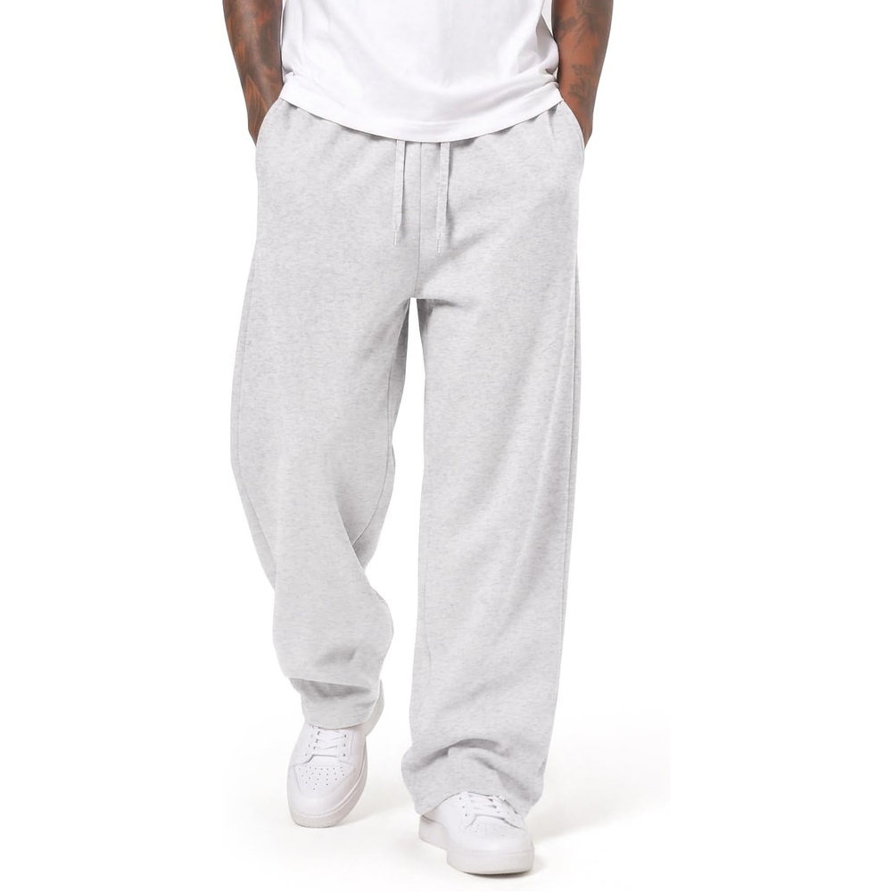 image:imageCOOFANDY Mens Baggy Sweatpants Wide Leg Cotton Fleece Open Bottom Sweatpant  Oversized Elastic Waist Loose Fit Casual Fall Winter Warm Wear Lounge Joggers with Pockets Street StyleLight Heather Grey
