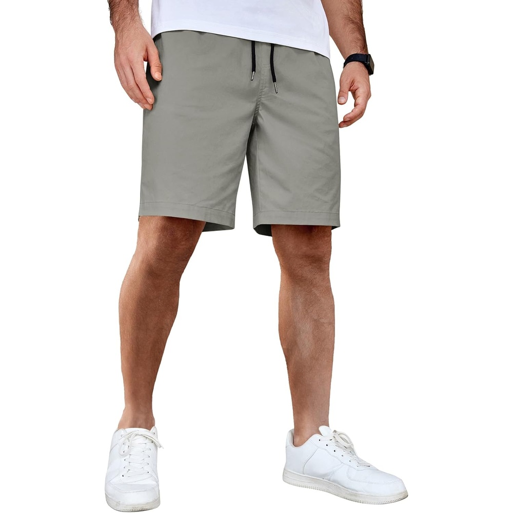 image:imageCOOFANDY Mens Casual Shorts Cotton Elastic Waist Drawstring Summer Shorts Stretch Waist Lightweight Soft Breathable Classic fit Vacation Beach ShortsSage Green