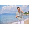 COOFANDY Men’s Cotton Linen Henley T-Shirts Long Sleeve Casual Beach Shirts | Mens Linen Shirt,Regular Relaxed Fit,Lightweight,Breathable,and Moisture-wicking for Beach,Vacation or Everyday Summer Wear(Black White Striped)