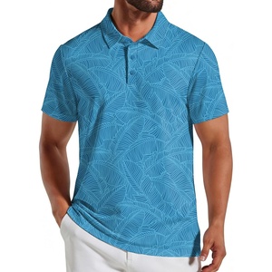 COOFANDY Mens Golf Polo Shirts Short Sleeve Quick Dry Casual Collared Shirt | Quick-dry 4-way stretch , UPF30+, moisture-wicking fabric; 3-button polo collar, side slits; great for golf, work & gifts(Green Leaf)