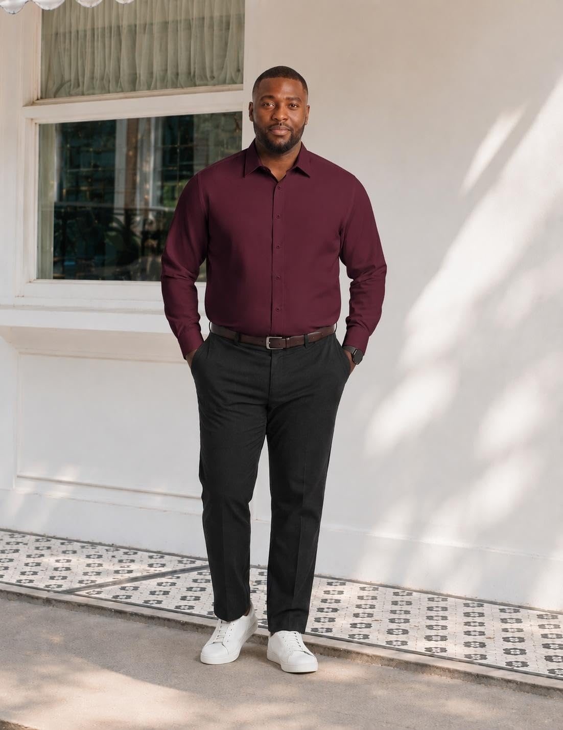 image:imageCOOFANDY Big and Tall Mens Dress Shirt Wrinkle Free Button Down Shirt XL Big6XL Big Tall Long Sleeve Shirts Stretch Collared Shirts Lightweight For WorkOfficeBusinessMeetingsWeddingWine Red