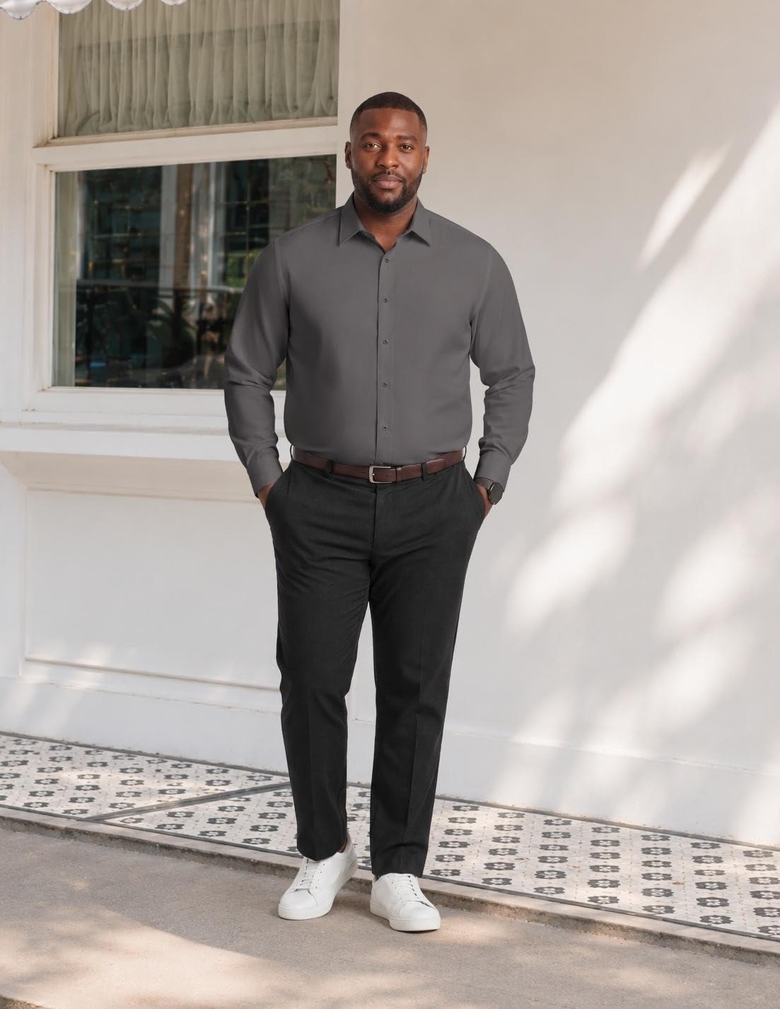 image:imageCOOFANDY Big and Tall Mens Dress Shirt Wrinkle Free Button Down Shirt XL Big6XL Big Tall Long Sleeve Shirts Stretch Collared Shirts Lightweight For WorkOfficeBusinessMeetingsWeddingDark Grey