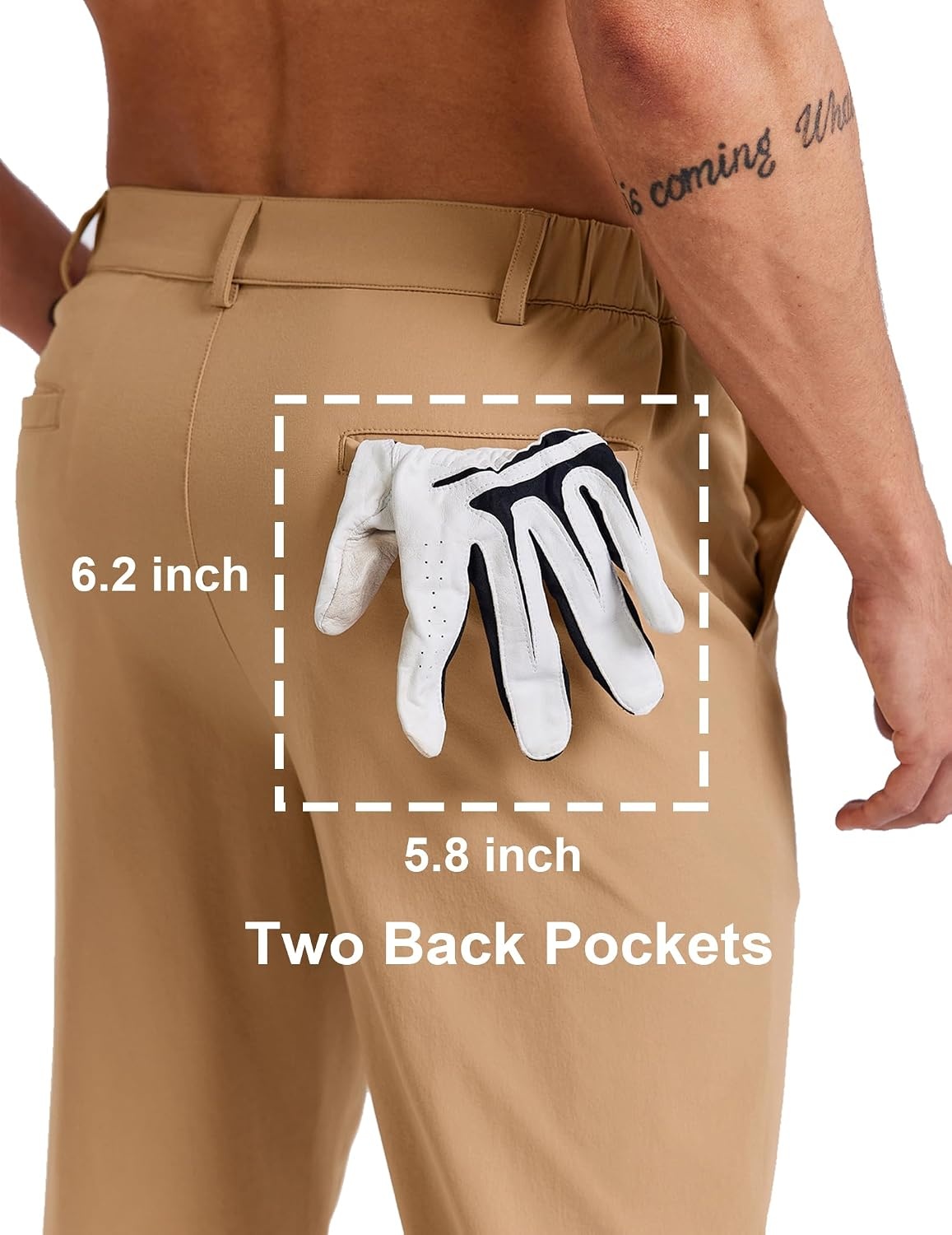 image:imageCOOFANDY Mens Golf Pants 303234 Stretch Work Dress Pant with 4 Pockets Lightweight Quick Dry Gentle Stretch with Elastic Waistband 4 Pockets Slim Fit Business Casual Hiking DurableKhaki
