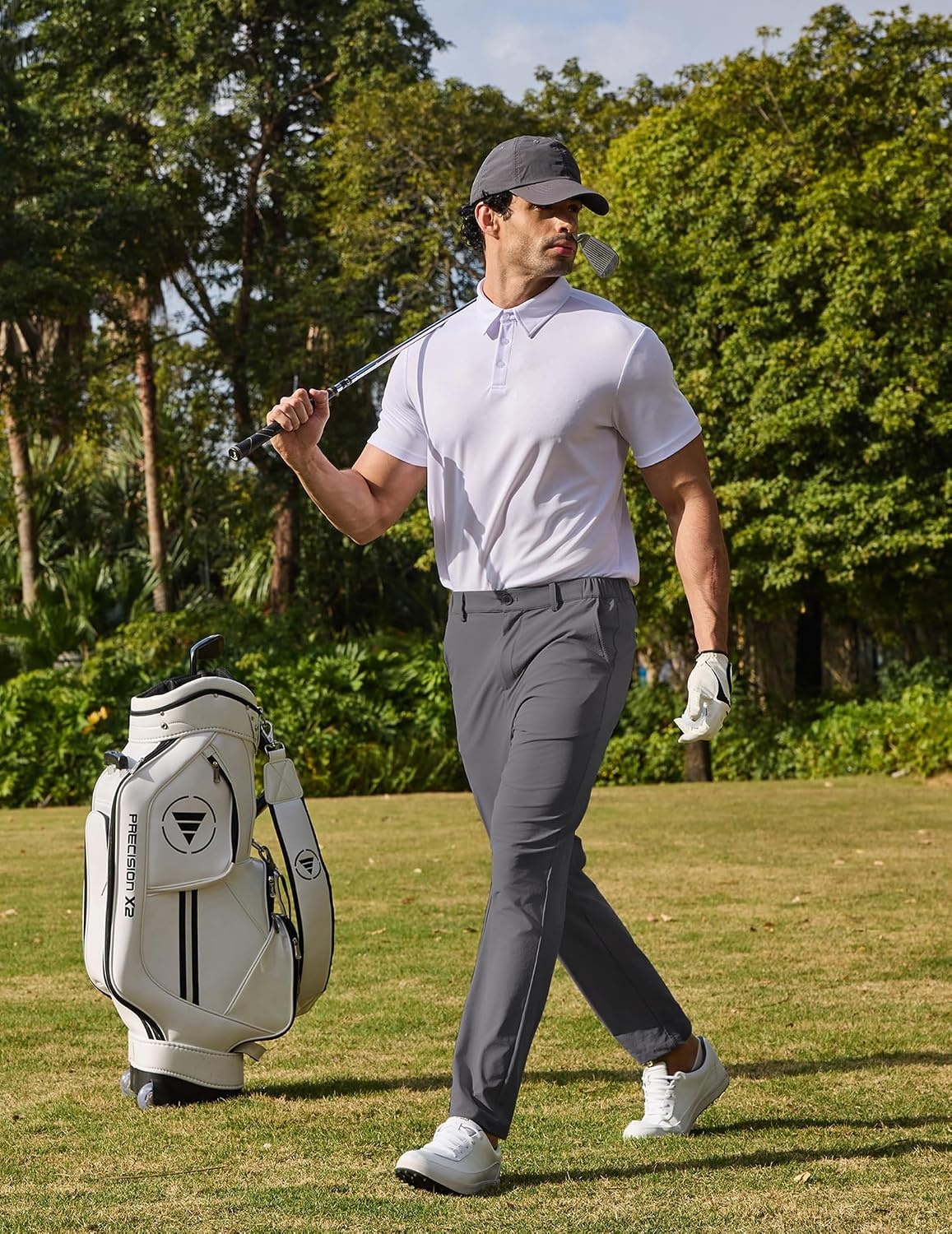 image:imageCOOFANDY Mens Golf Pants 303234 Stretch Work Dress Pant with 4 Pockets Lightweight Quick Dry Gentle Stretch with Elastic Waistband 4 Pockets Slim Fit Business Casual Hiking DurableDark Gray