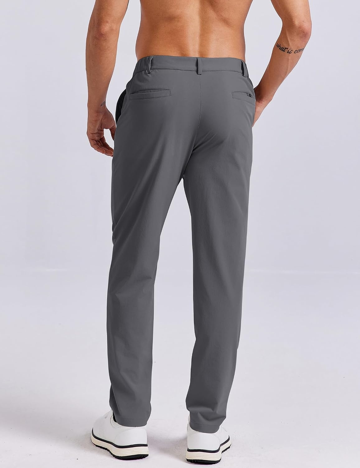 image:imageCOOFANDY Mens Golf Pants 303234 Stretch Work Dress Pant with 4 Pockets Lightweight Quick Dry Gentle Stretch with Elastic Waistband 4 Pockets Slim Fit Business Casual Hiking DurableDark Gray