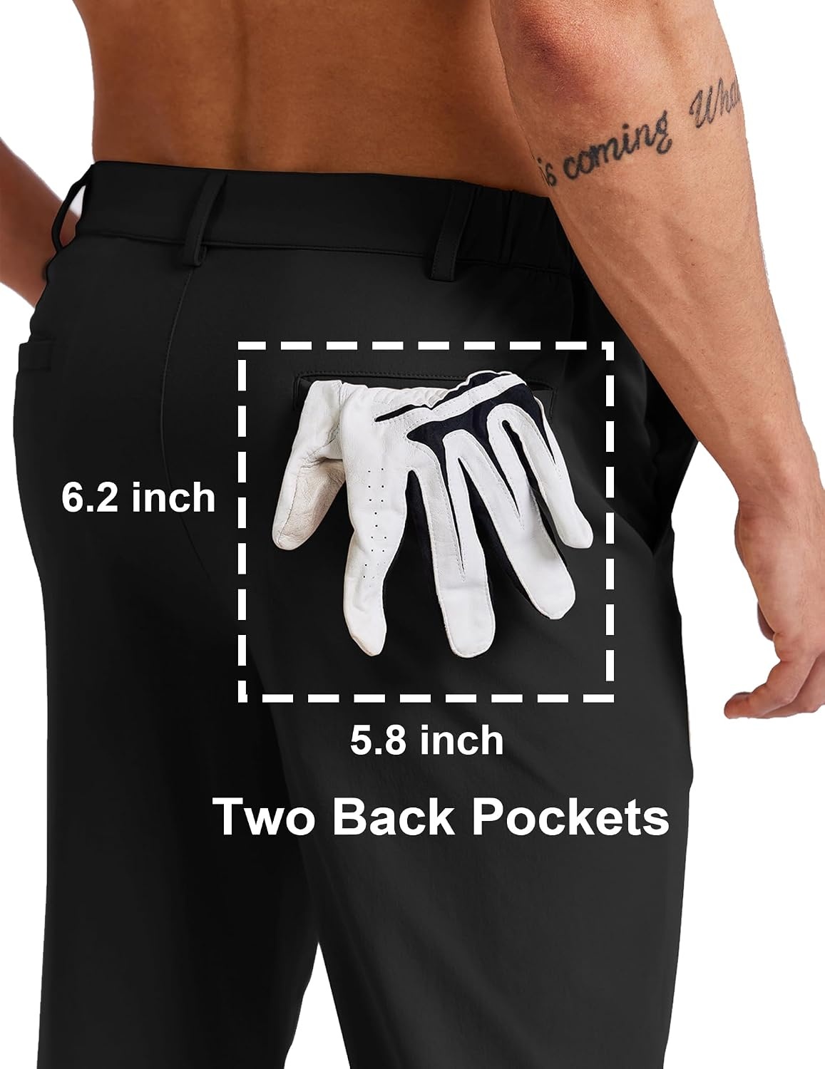 image:imageCOOFANDY Mens Golf Pants 303234 Stretch Work Dress Pant with 4 Pockets Lightweight Quick Dry Gentle Stretch with Elastic Waistband 4 Pockets Slim Fit Business Casual Hiking DurableBlack
