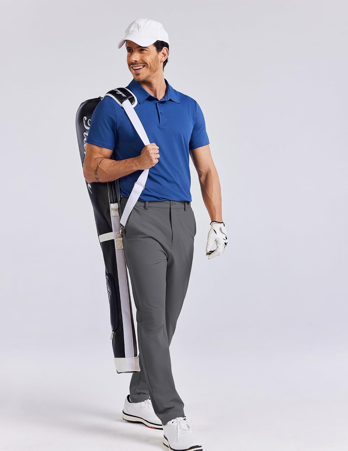 image:imageCOOFANDY Mens Golf Pants 303234 Stretch Work Dress Pant with 4 Pockets Lightweight Quick Dry Gentle Stretch with Elastic Waistband 4 Pockets Slim Fit Business Casual Hiking DurableDark Gray