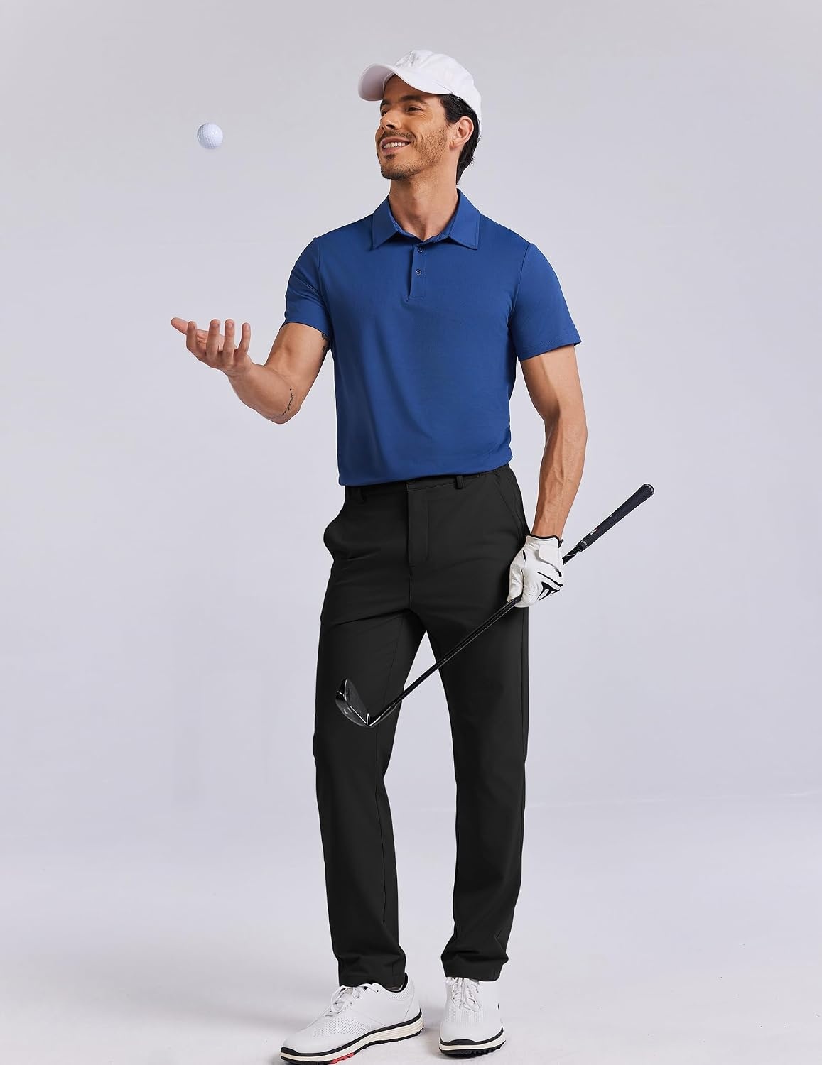 image:imageCOOFANDY Mens Golf Pants 303234 Stretch Work Dress Pant with 4 Pockets Lightweight Quick Dry Gentle Stretch with Elastic Waistband 4 Pockets Slim Fit Business Casual Hiking DurableBlack