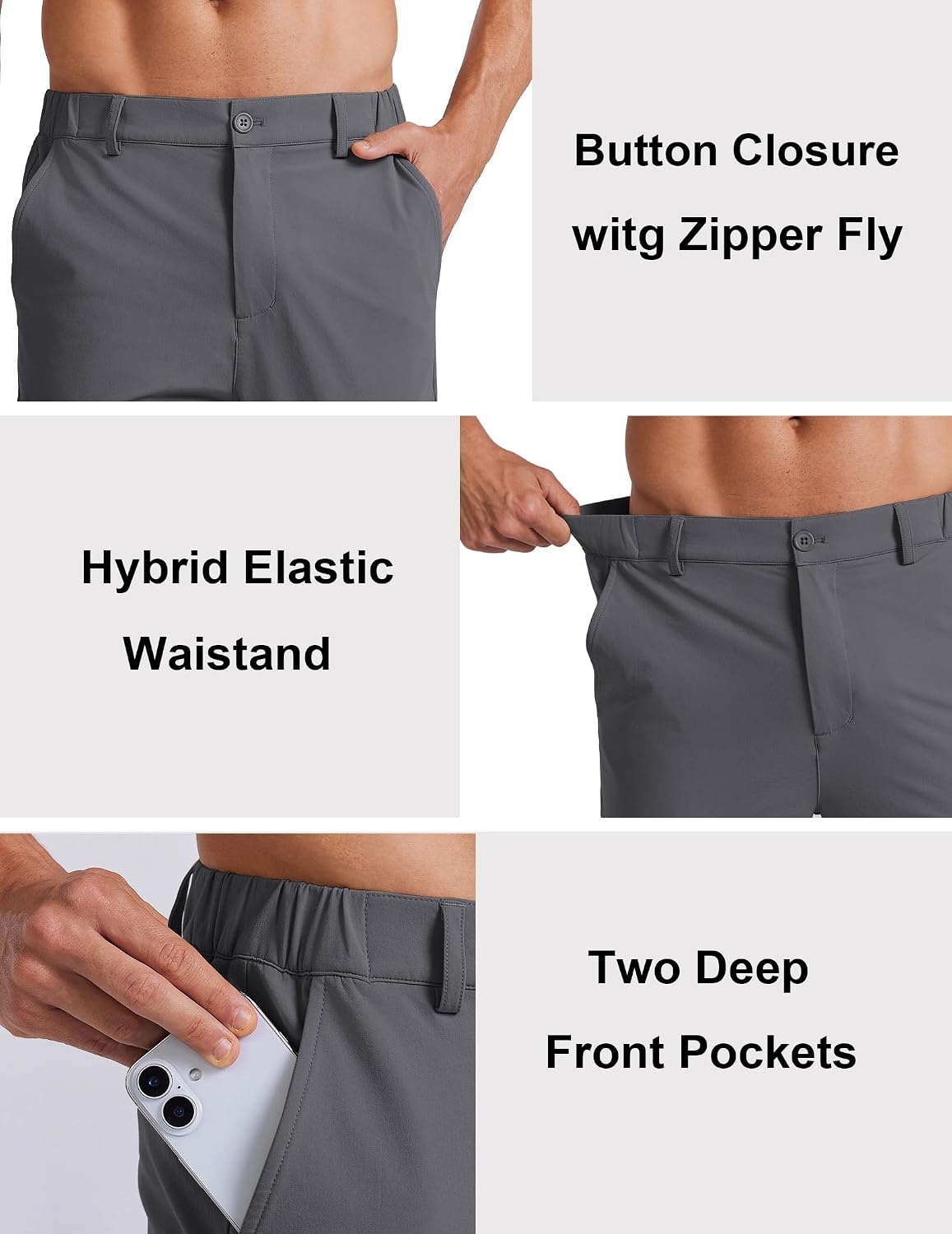 image:imageCOOFANDY Mens Golf Pants 303234 Stretch Work Dress Pant with 4 Pockets Lightweight Quick Dry Gentle Stretch with Elastic Waistband 4 Pockets Slim Fit Business Casual Hiking DurableDark Gray