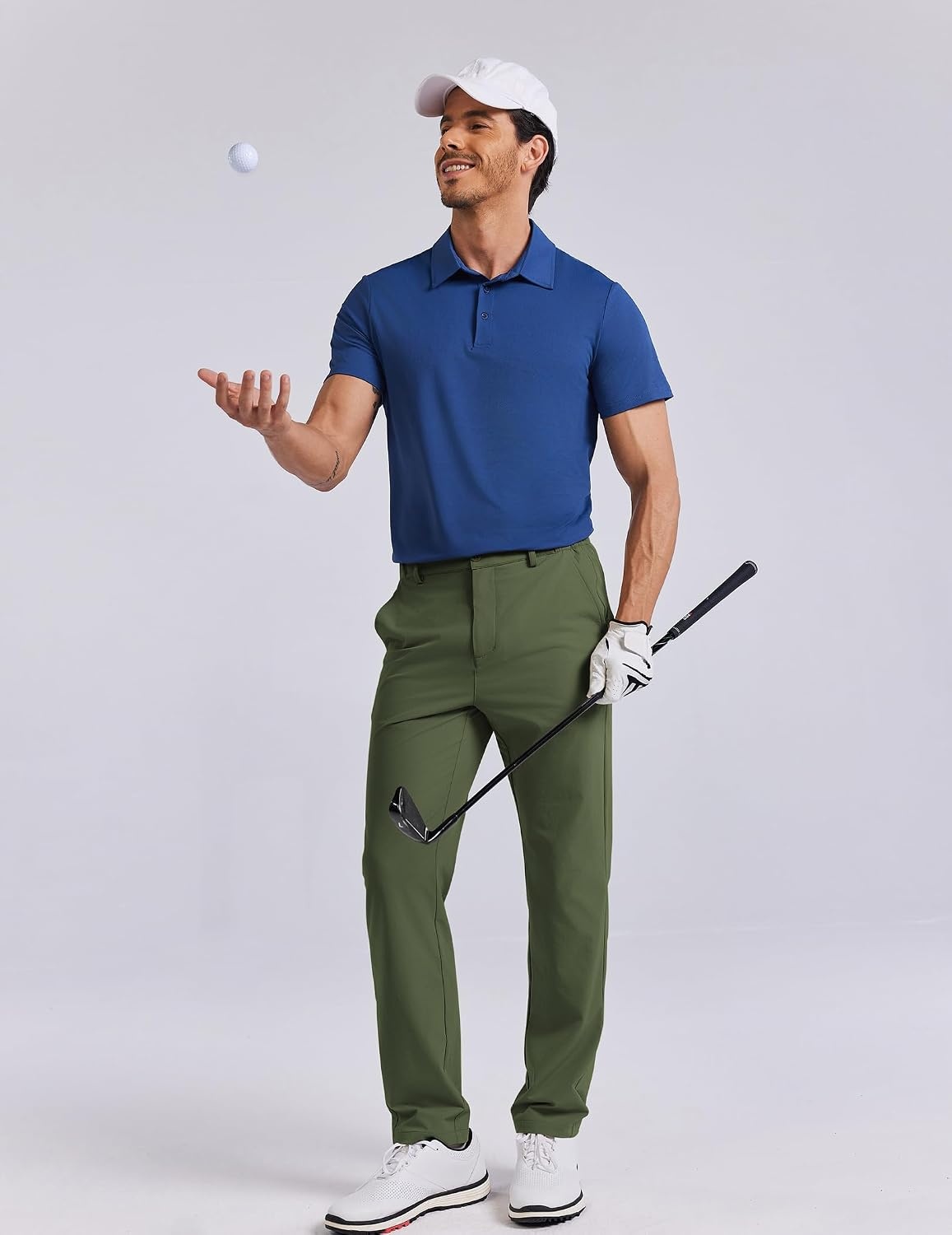 image:imageCOOFANDY Mens Golf Pants 303234 Stretch Work Dress Pant with 4 Pockets Lightweight Quick Dry Gentle Stretch with Elastic Waistband 4 Pockets Slim Fit Business Casual Hiking DurableArmy Green