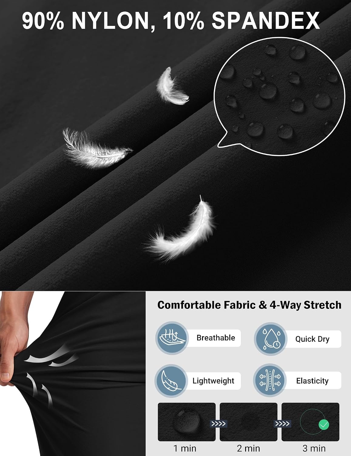 image:imageCOOFANDY Mens Golf Pants 303234 Stretch Work Dress Pant with 4 Pockets Lightweight Quick Dry Gentle Stretch with Elastic Waistband 4 Pockets Slim Fit Business Casual Hiking DurableBlack