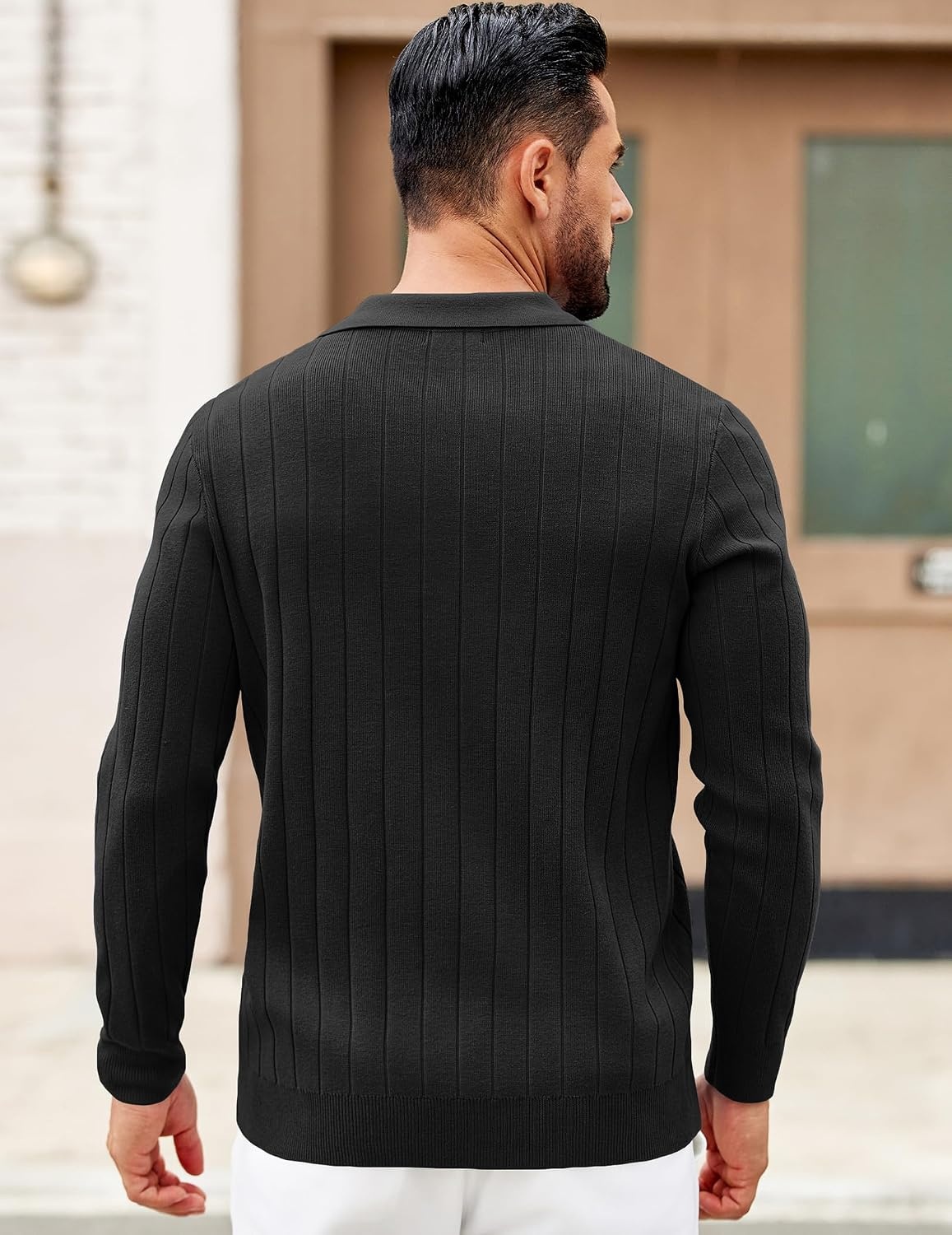 image:imageCOOFANDY Mens Sweaters Long Sleeve Polos V Neck Casual Pullover Sweater Knitted Sweater Soft And Stretch Regular Fit Business Work Fall Fashion 2026Black