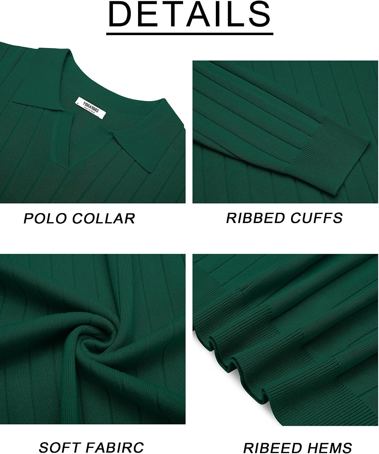 image:imageCOOFANDY Mens Sweaters Long Sleeve Polos V Neck Casual Pullover Sweater Knitted Sweater Soft And Stretch Regular Fit Business Work Fall Fashion 2026Dark Green