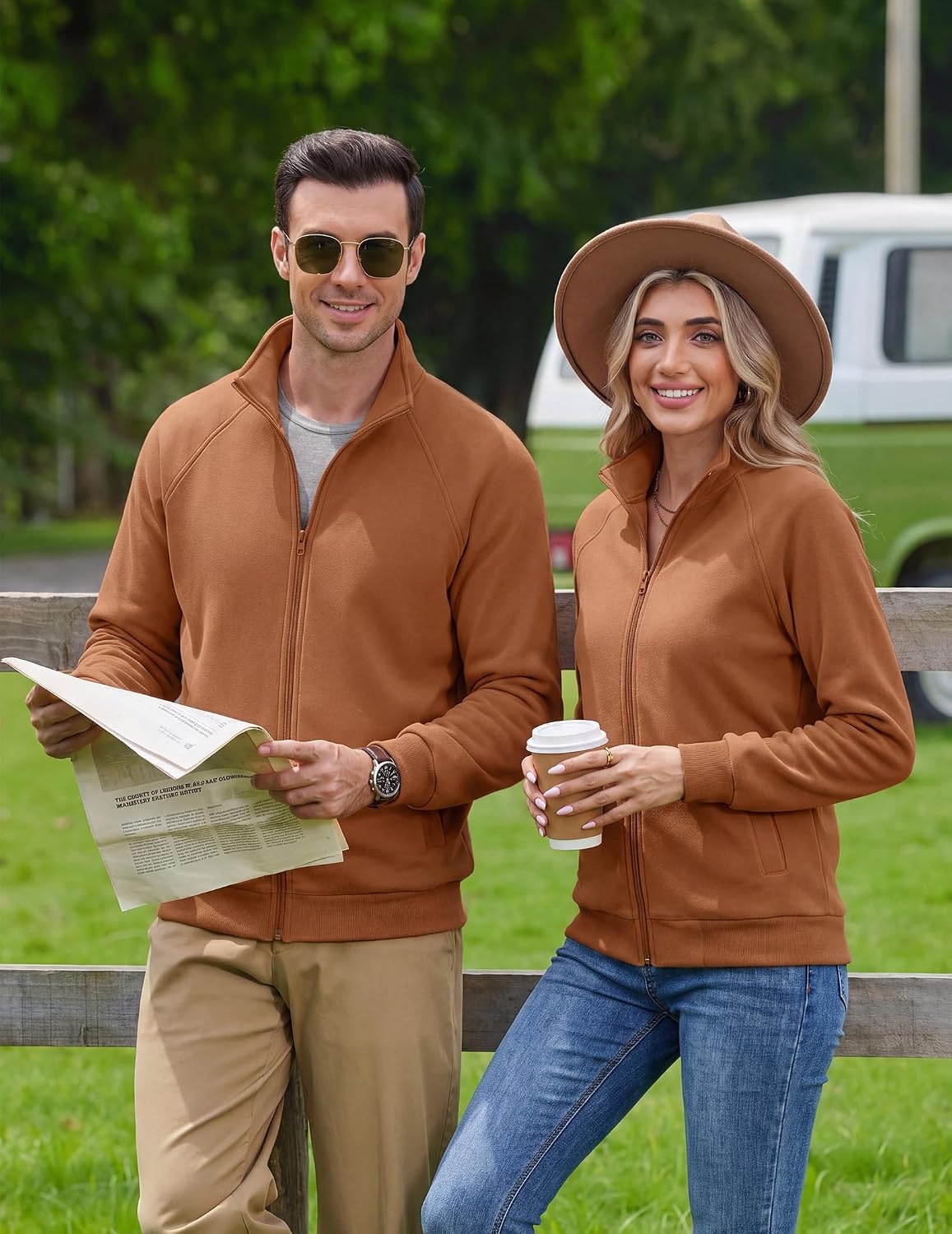 image:imageCOOFANDY Mens Zip Up Fleece Lined Sweatshirts Lightweight Sweater Jackets Long Sleeve Stand Collar Jacket Raglan Sleeve Casual Stylish Soft Comfort 2026 Fall Fashion Sweatshirt Winter Warm CoatLight Brown