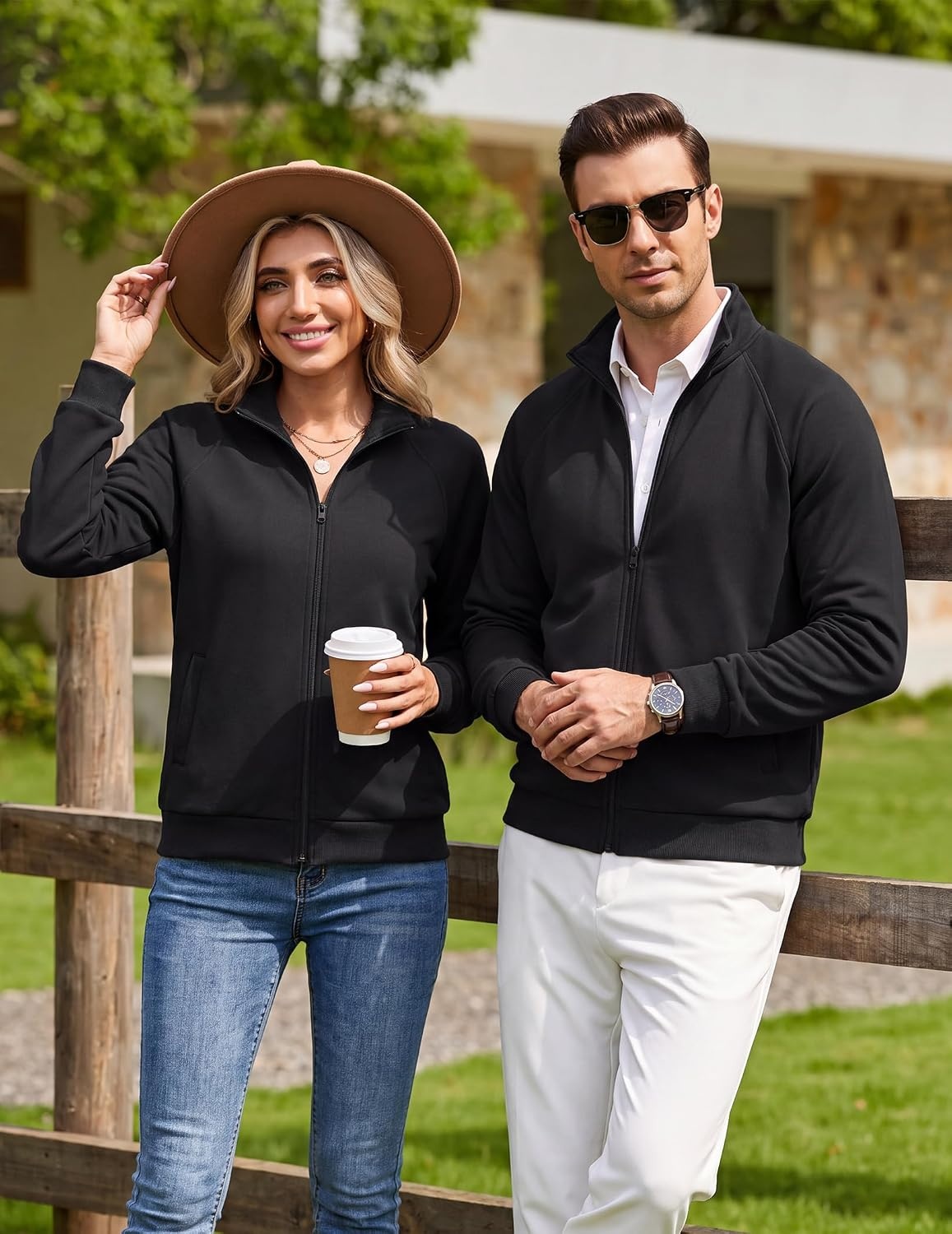image:imageCOOFANDY Mens Zip Up Fleece Lined Sweatshirts Lightweight Sweater Jackets Long Sleeve Stand Collar Jacket Raglan Sleeve Casual Stylish Soft Comfort 2026 Fall Fashion Sweatshirt Winter Warm CoatBlack