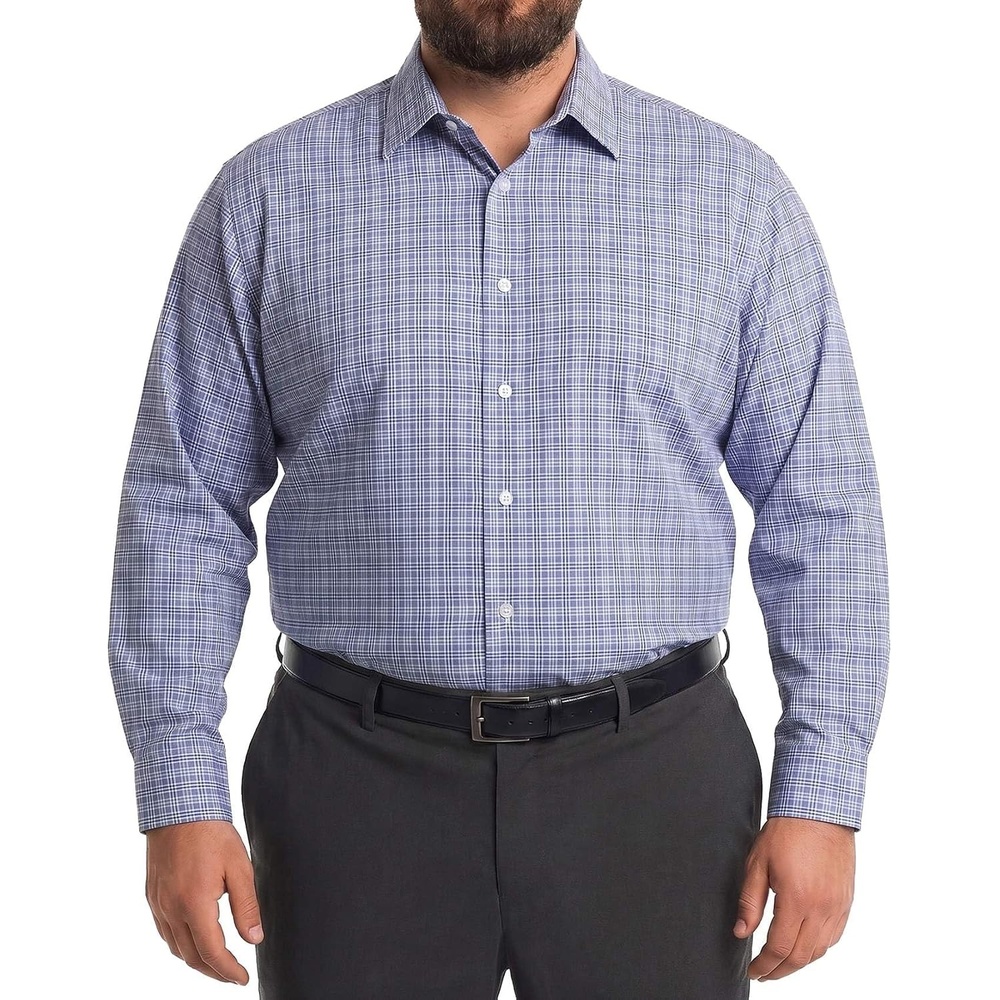 image:imageCOOFANDY Big and Tall Mens Dress Shirt Wrinkle Free Button Down Shirt XL Big6XL Big Tall Long Sleeve Shirts Stretch Collared Shirts Lightweight For WorkOfficeBusinessMeetingsWeddingGrey White Plaid
