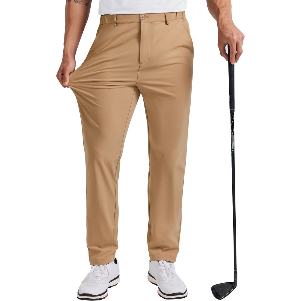 image:imageCOOFANDY Mens Golf Pants 303234 Stretch Work Dress Pant with 4 Pockets  Lightweight Quick Dry Gentle Stretch with Elastic Waistband 4 Pockets Slim Fit Business Casual Hiking DurableKhaki
