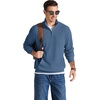 COOFANDY Men Quarter Zip Pullover Mock Neck Long Sleeve Corduroy Sweatshirt | Lightweight, Soft Warm Slightly Stretchy, Regular Fit, Old Money, Business Casual Wear, Fall Winter, S-3XL(Blue)