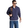 COOFANDY Men Quarter Zip Pullover Mock Neck Long Sleeve Corduroy Sweatshirt | Lightweight, Soft Warm Slightly Stretchy, Regular Fit, Old Money, Business Casual Wear, Fall Winter, S-3XL(Navy Blue)