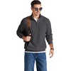 COOFANDY Men Quarter Zip Pullover Mock Neck Long Sleeve Corduroy Sweatshirt | Lightweight, Soft Warm Slightly Stretchy, Regular Fit, Old Money, Business Casual Wear, Fall Winter, S-3XL(Dark Grey)