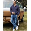 COOFANDY Men Quarter Zip Pullover Mock Neck Long Sleeve Corduroy Sweatshirt | Lightweight, Soft Warm Slightly Stretchy, Regular Fit, Old Money, Business Casual Wear, Fall Winter, S-3XL(Navy Blue)