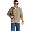 COOFANDY Men Quarter Zip Pullover Mock Neck Long Sleeve Corduroy Sweatshirt | Lightweight, Soft Warm Slightly Stretchy, Regular Fit, Old Money, Business Casual Wear, Fall Winter, S-3XL(Khaki)