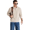 COOFANDY Men Quarter Zip Pullover Mock Neck Long Sleeve Corduroy Sweatshirt | Lightweight, Soft Warm Slightly Stretchy, Regular Fit, Old Money, Business Casual Wear, Fall Winter, S-3XL(Beige)