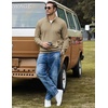 COOFANDY Men Quarter Zip Pullover Mock Neck Long Sleeve Corduroy Sweatshirt | Lightweight, Soft Warm Slightly Stretchy, Regular Fit, Old Money, Business Casual Wear, Fall Winter, S-3XL(Khaki)