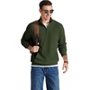 COOFANDY Men Quarter Zip Pullover Mock Neck Long Sleeve Corduroy Sweatshirt | Lightweight, Soft Warm Slightly Stretchy, Regular Fit, Old Money, Business Casual Wear, Fall Winter, S-3XL(Army Green)