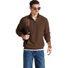 COOFANDY Men Quarter Zip Pullover Mock Neck Long Sleeve Corduroy Sweatshirt | Lightweight, Soft Warm Slightly Stretchy, Regular Fit, Old Money, Business Casual Wear, Fall Winter, S-3XL(Brown)