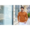 COOFANDY Mens Knit Polo Shirts Casual Long Sleeve Classic Polo Shirts Button Down Golf Shirts(Caramel)