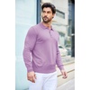 COOFANDY Mens Knit Polo Shirts Casual Long Sleeve Classic Polo Shirts Button Down Golf Shirts(Lilac Purple)